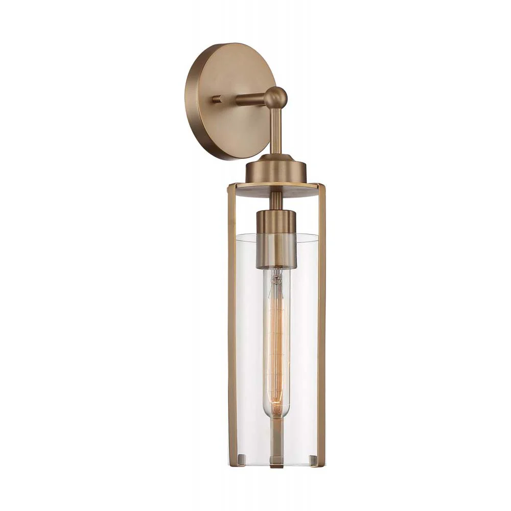 Marina Wall Sconce Fixture Burnished Brass Finish w/ Clear Glass 120v - Image 2