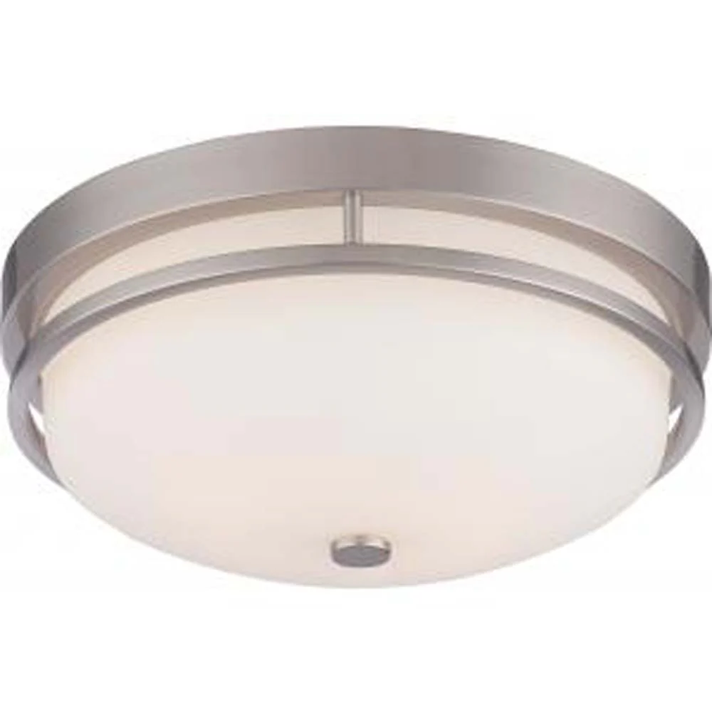 Nuvo Neval 2-Light Flush Fixture w/ Satin White Glass in Brushed Nickel Finish