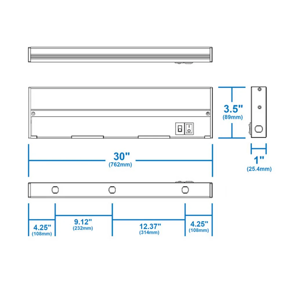 NUC-5 Series 30-inch Nickel Selectable LED Under Cabinet Light - Image 2
