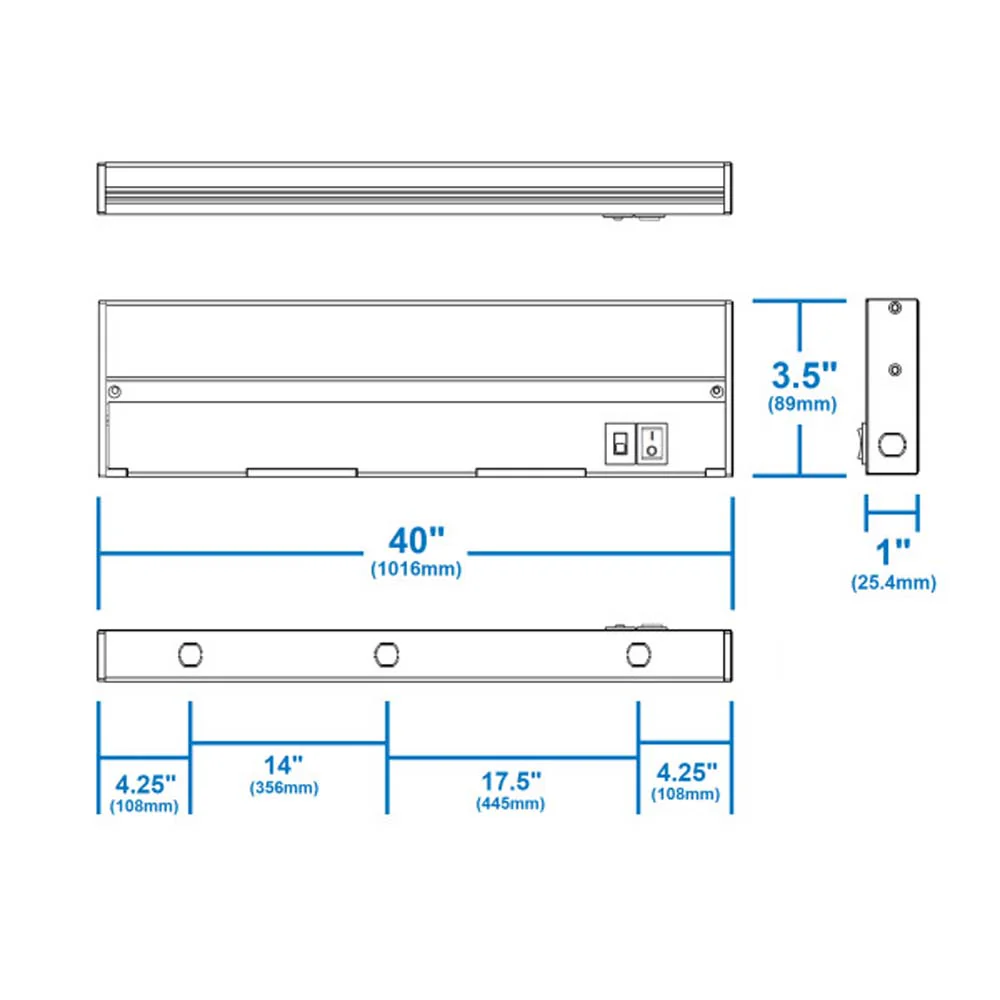 NUC-5 Series 40-inch Black Selectable LED Under Cabinet Light - Image 2