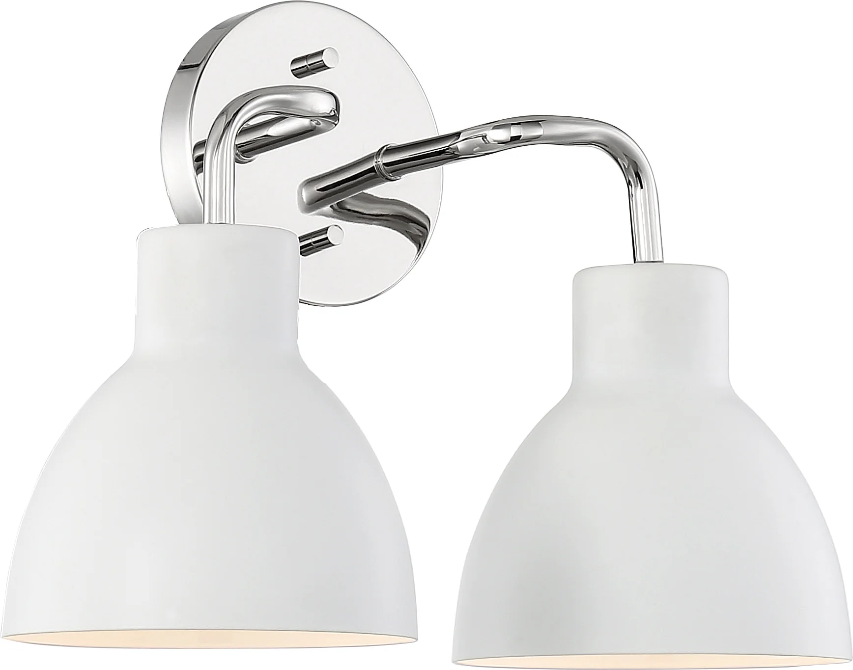 Nuvo 100W A19 Sloan Wall 2-Light 120v Polished Nickel & Matte White Shade