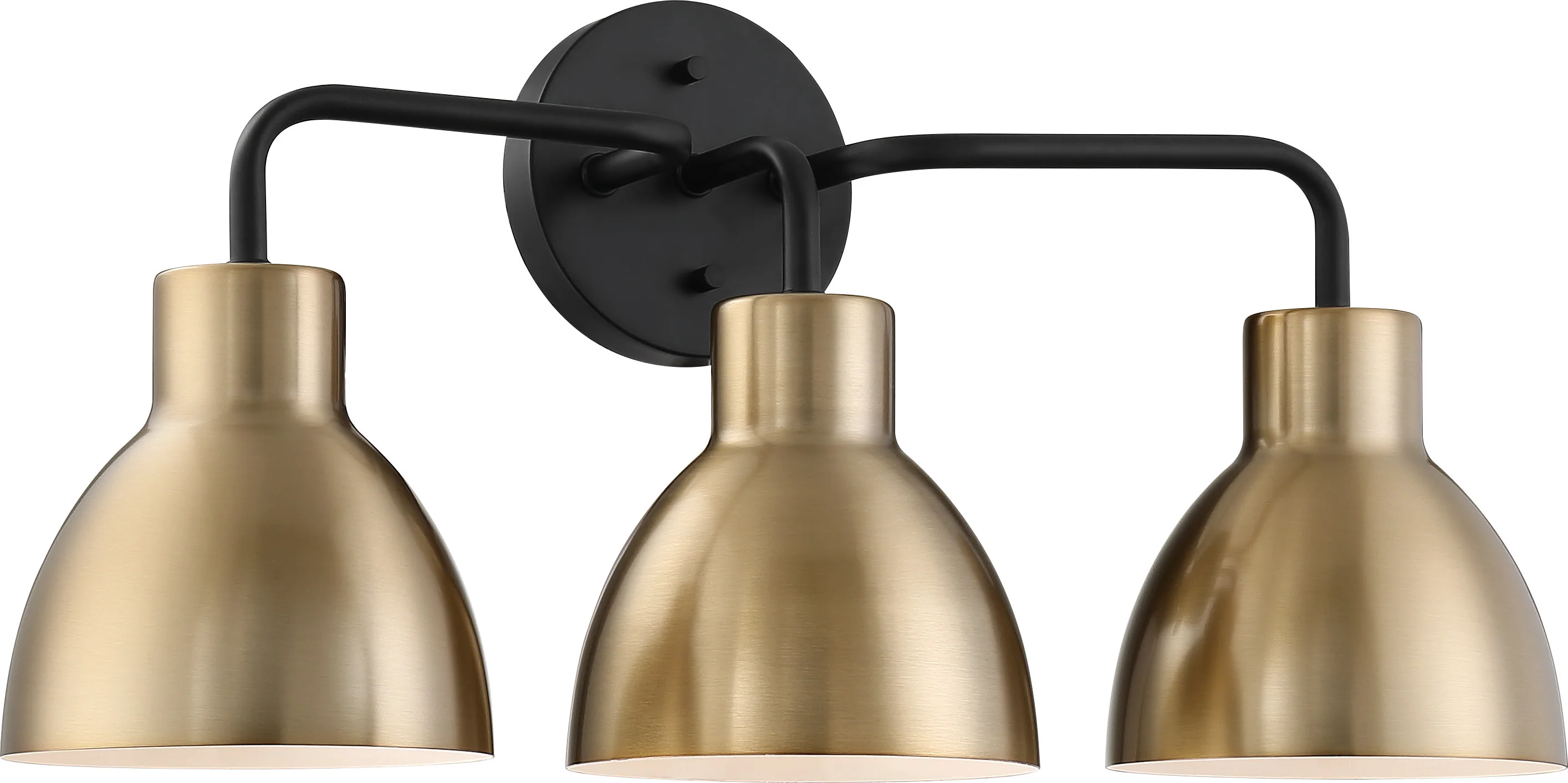 Nuvo 100W A19 Sloan Wall 3-Light 120v Matte Black & Burnished Brass Shade