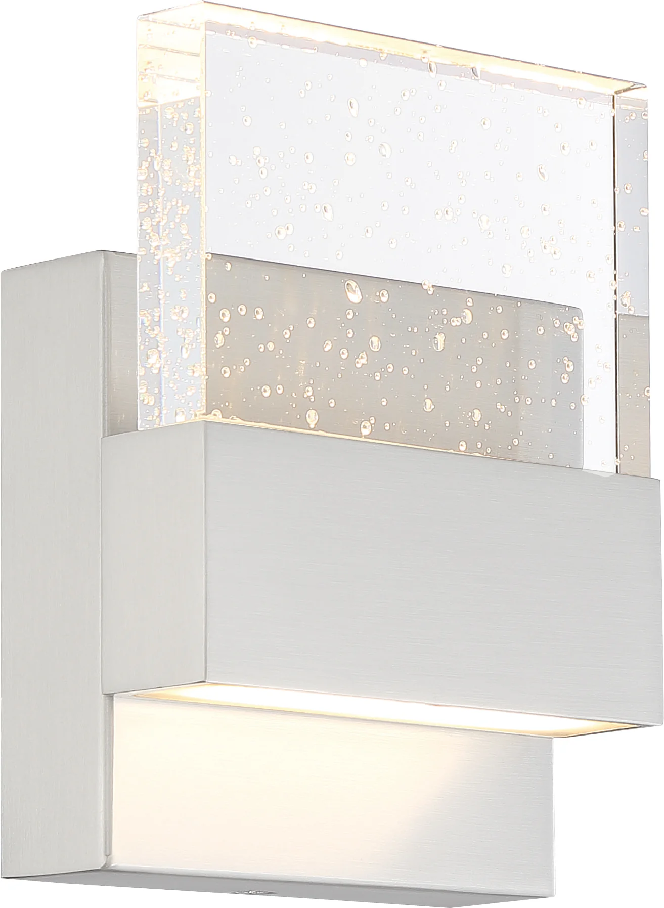 Nuvo Ellusion 15w LED Small Wall Sconce w/ Seeded Glass in Polished Nickel
