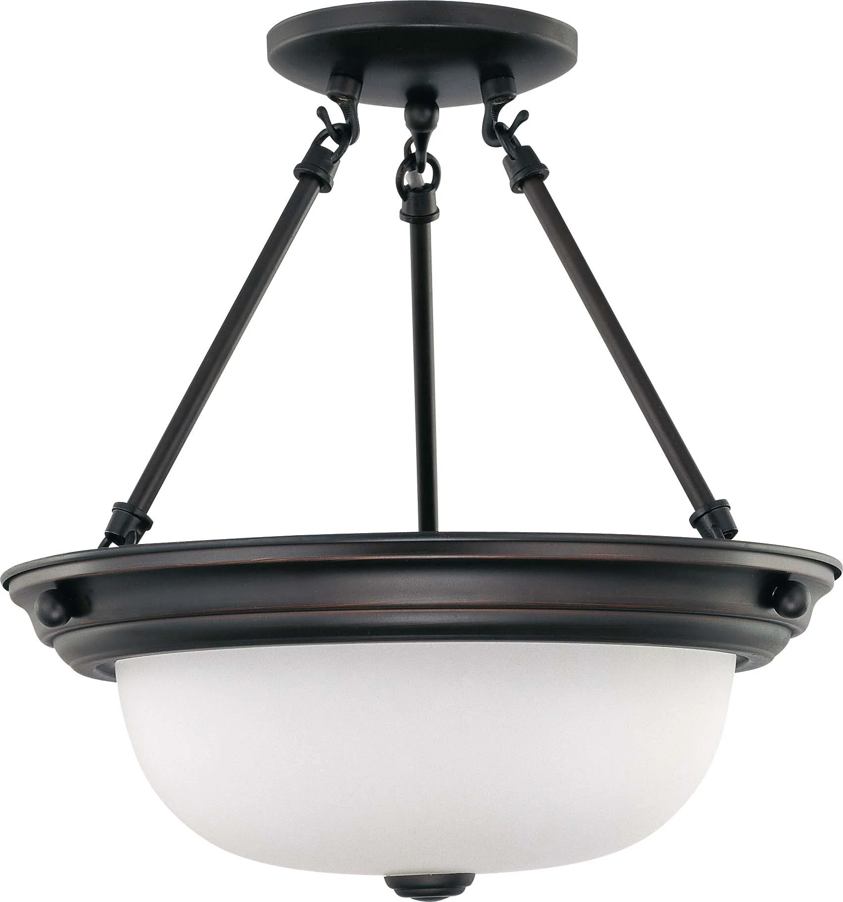 Nuvo 2 Light 13 inch Semi-Flush w/ Frosted White Glass