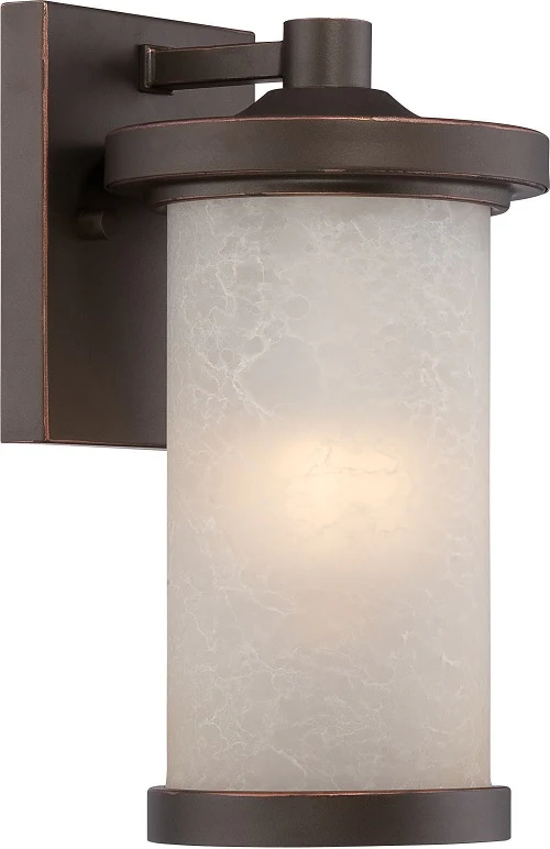 Nuvo 5.5 inch Diego LED Outdoor Wall Bronze Light Pendant Satin Amber Glass