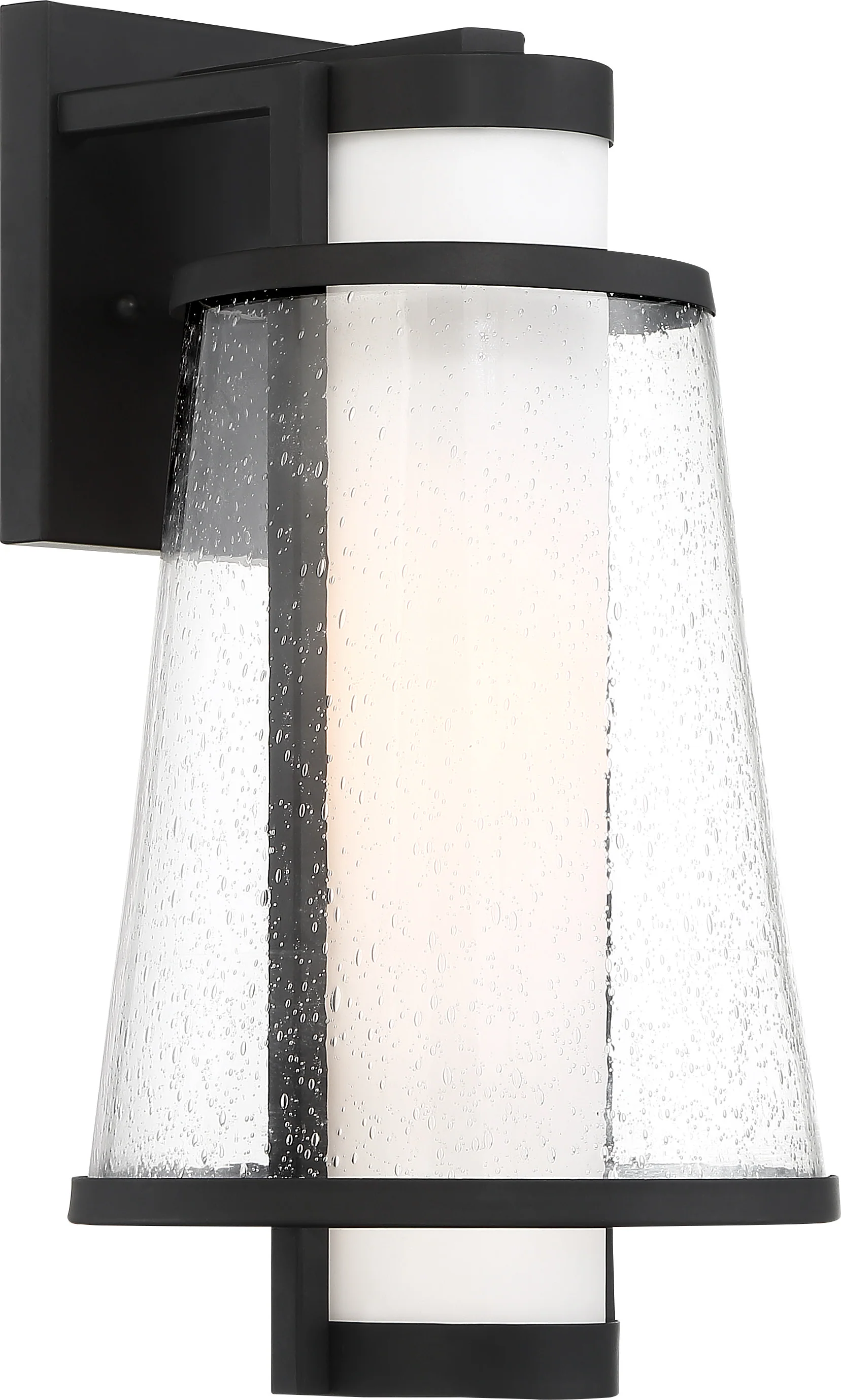 Nuvo Anau 1-Light Medium Wall Lantern w/ Etched Opal Clear Glass in Matte Black