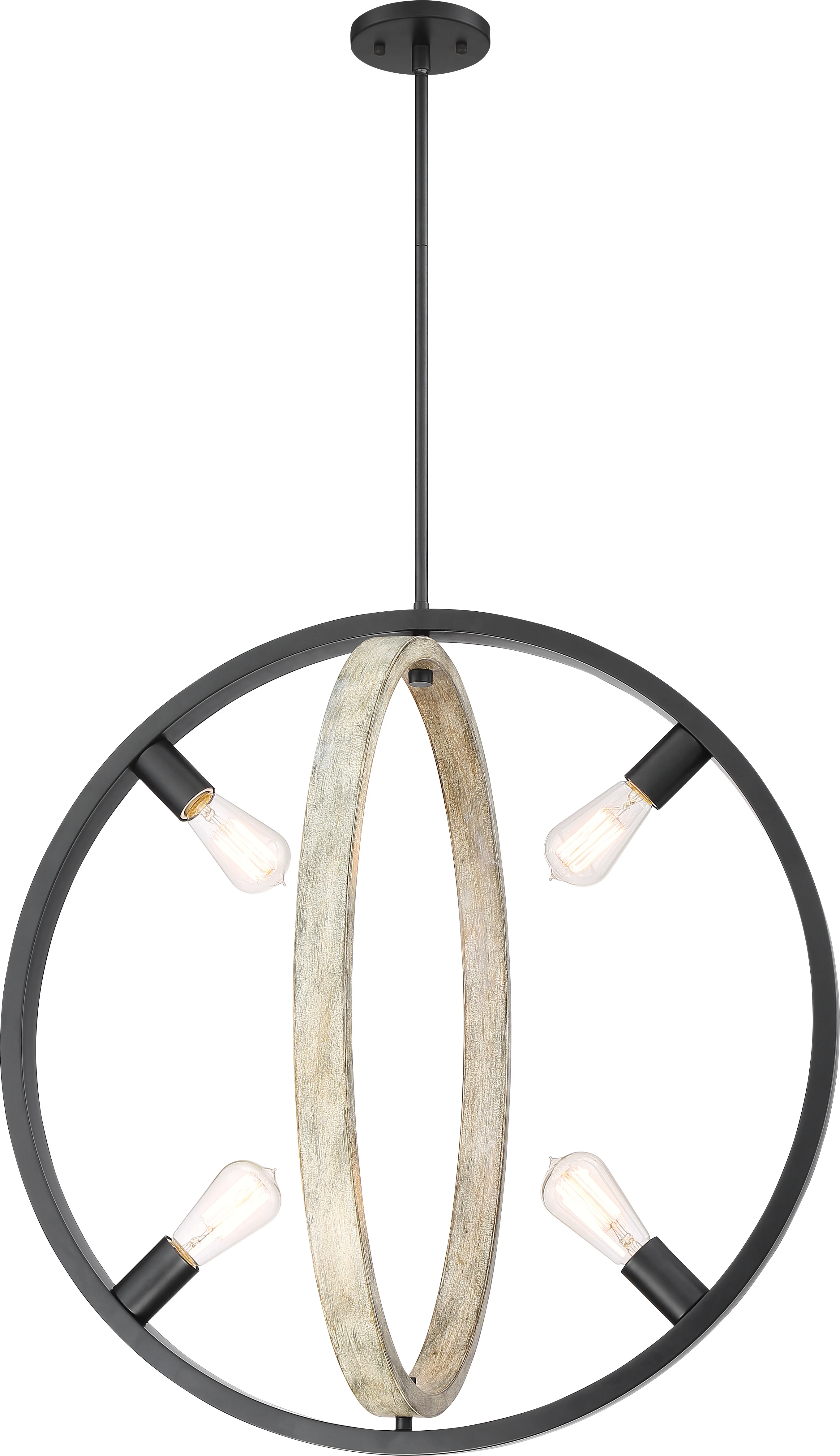 Nuvo 60w A19 Augusta Pendants 4-Light 120v Black Gray Wood finish