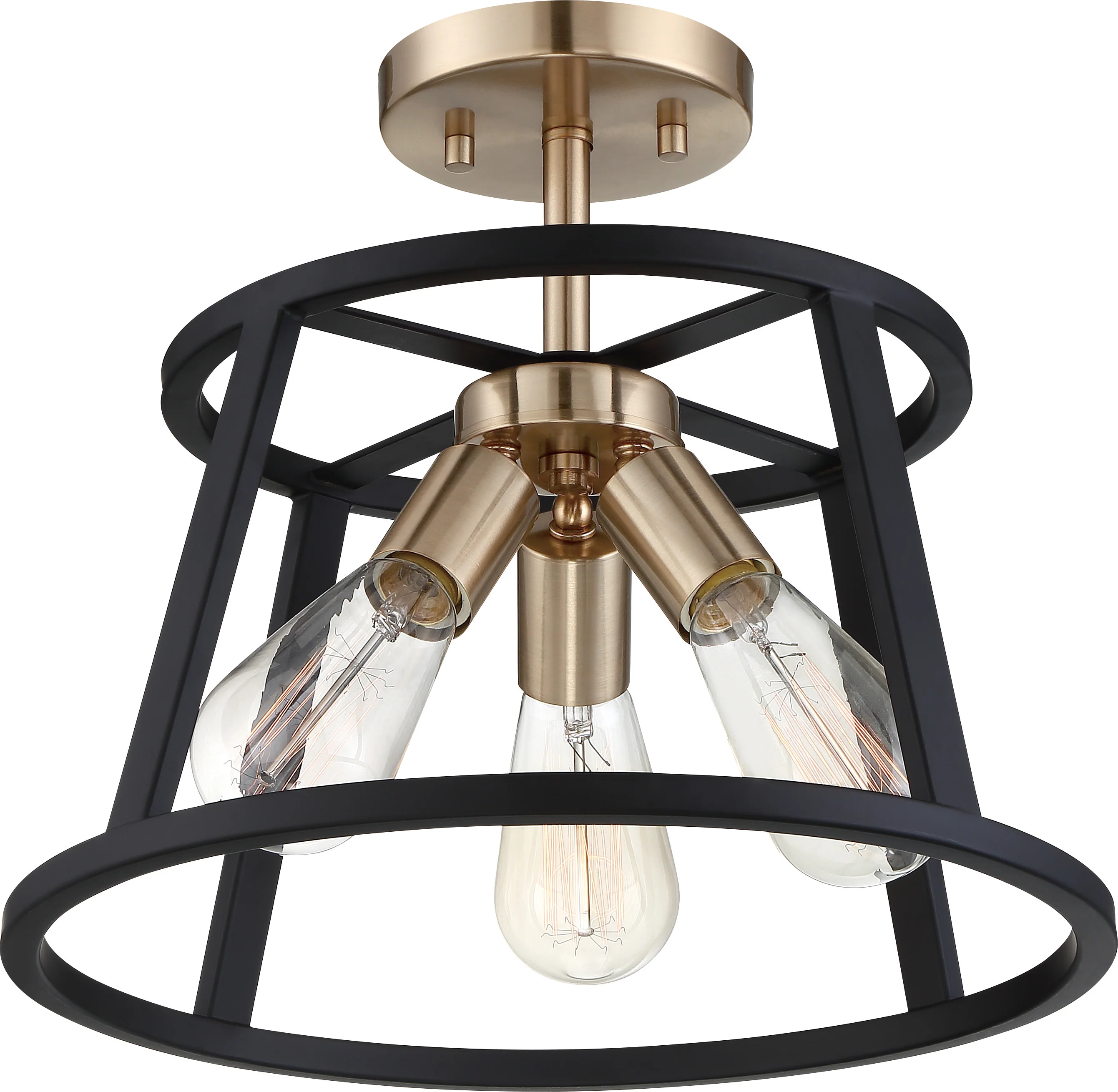 Nuvo 60w A19 Close-To-Ceiling Flush 120v Copper Brass & Matte Black finish