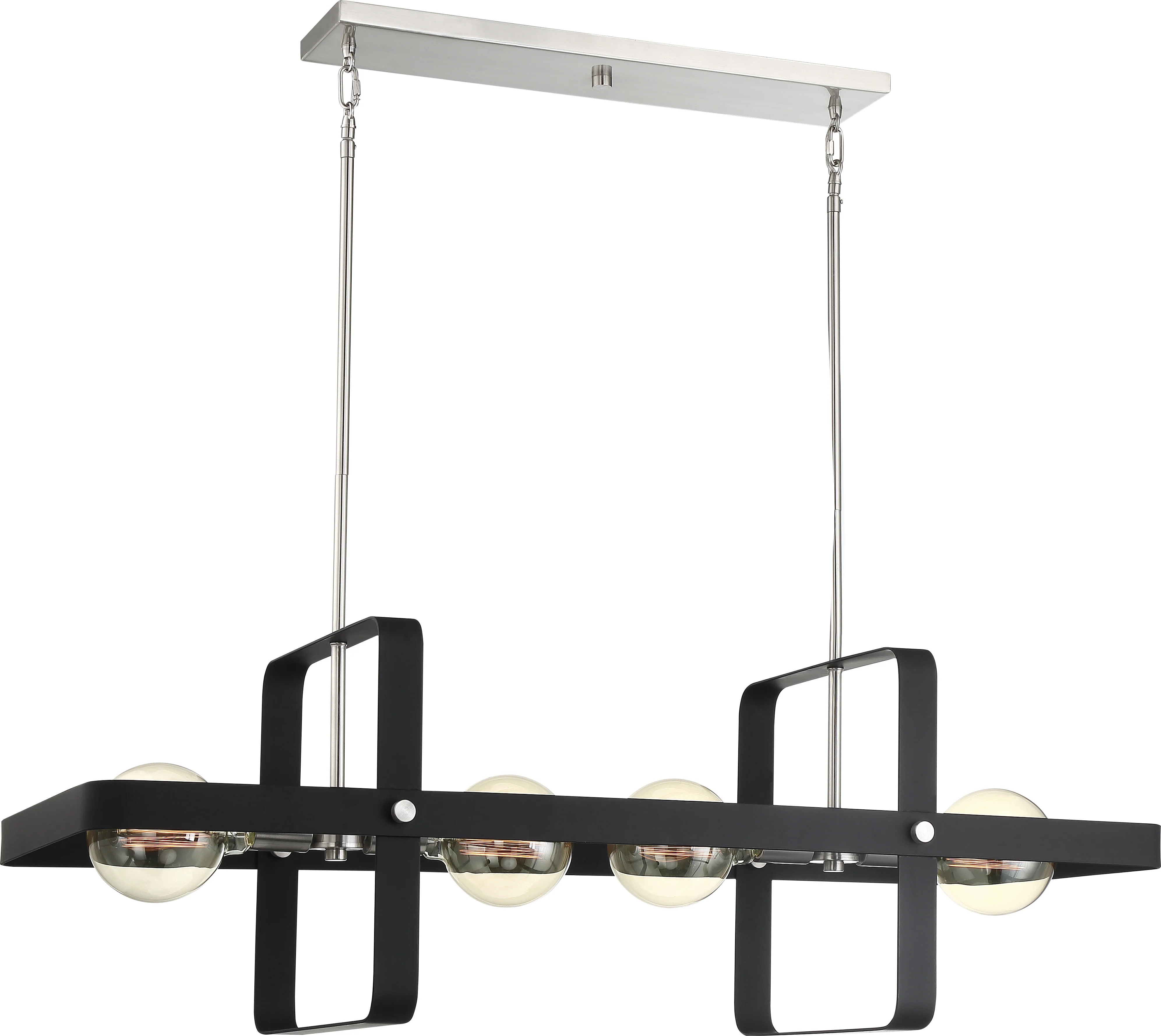 Nuvo 60w A19 Prana Island Pendants 4-Light 120v Matte Black Nickel finish