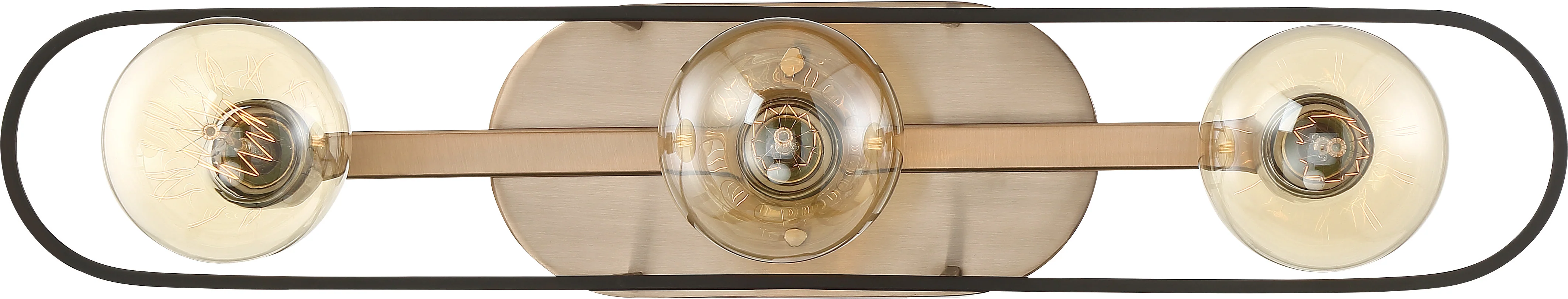 Nuvo 60w G25 Chassis Wall 3-Light 120v Copper Brushed Brass Matte Black finish