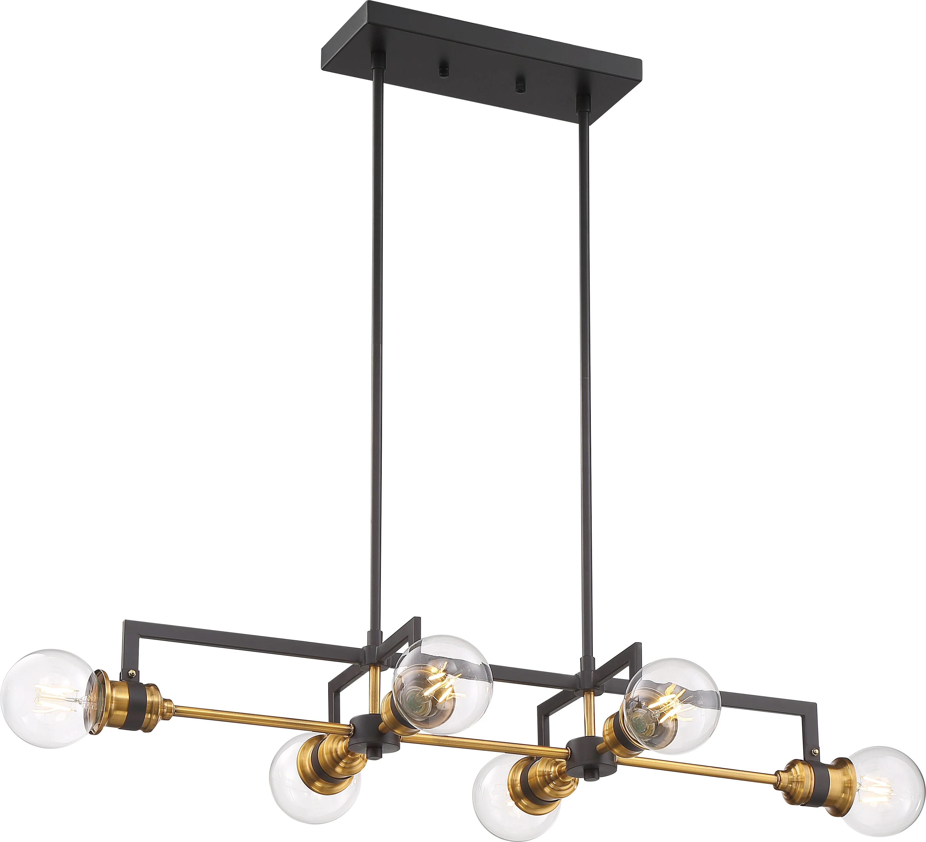 Nuvo 60w G25 Intention Island Pendants 6-Light 120v Warm Brass Black finish