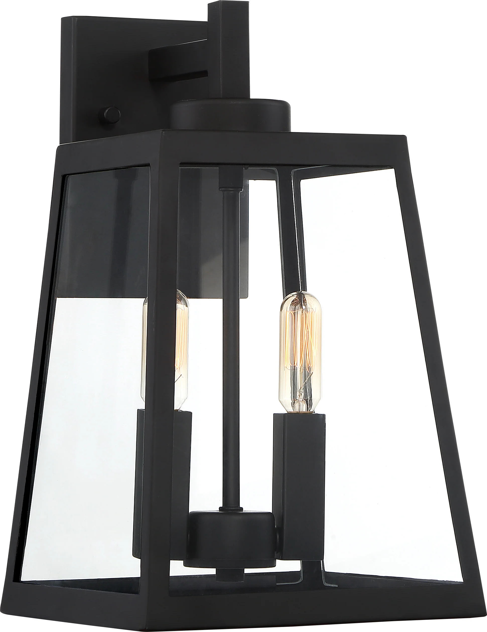 Nuvo Halifax 2-Light Medium Wall Lantern w/ Clear Glass in Matte Black Finish