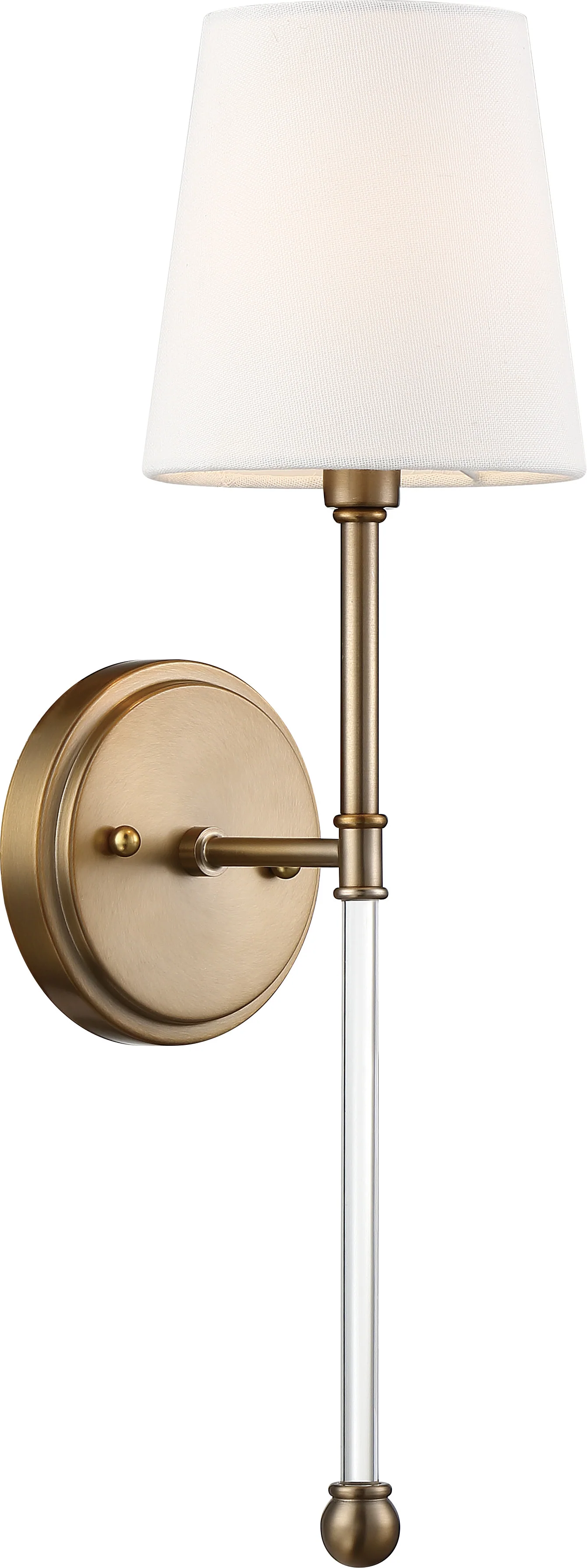 Nuvo 60w Type B Olmsted Wall 1-Light 120v Burnished Brass & White Shade