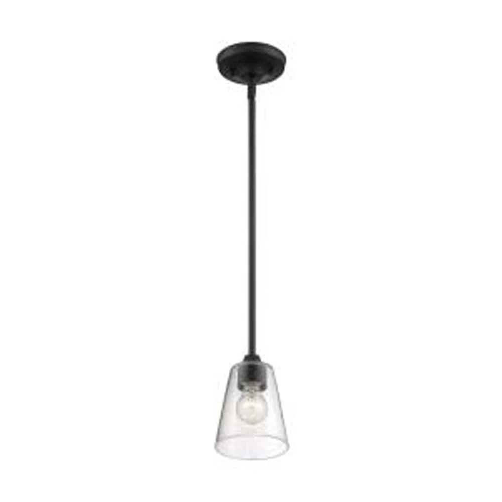 Nuvo Bransel 1-Light Mini Pendant w/ Seeded Glass in Matte Black Finish