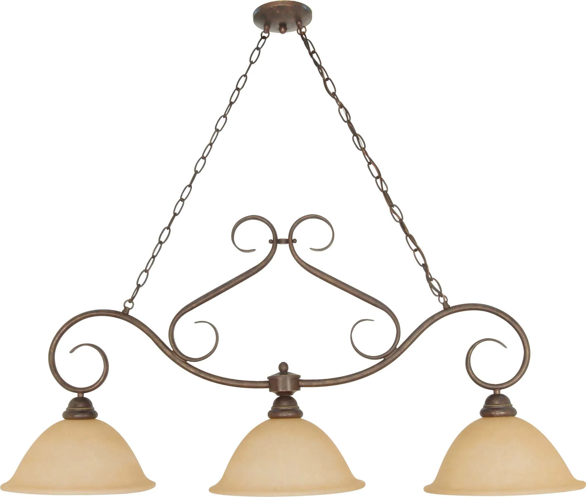 Nuvo Castillo - 3 Light - 44 inch - Trestle - w/ Champagne Linen Washed Glass