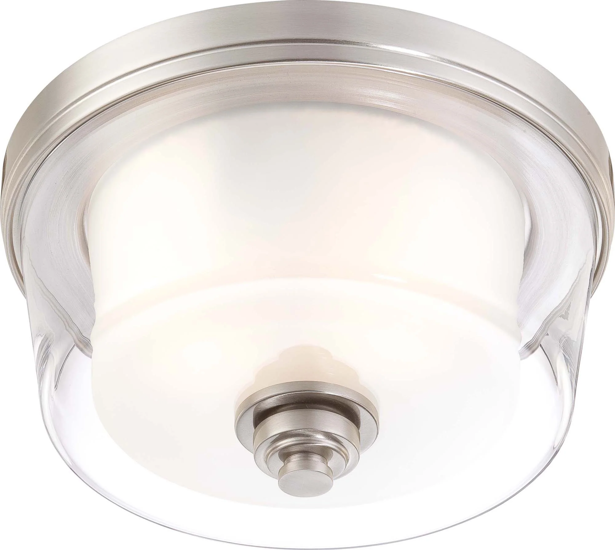 Nuvo Decker - 2 Light Medium Flush Fixture  w/ Clear & Frosted Glass