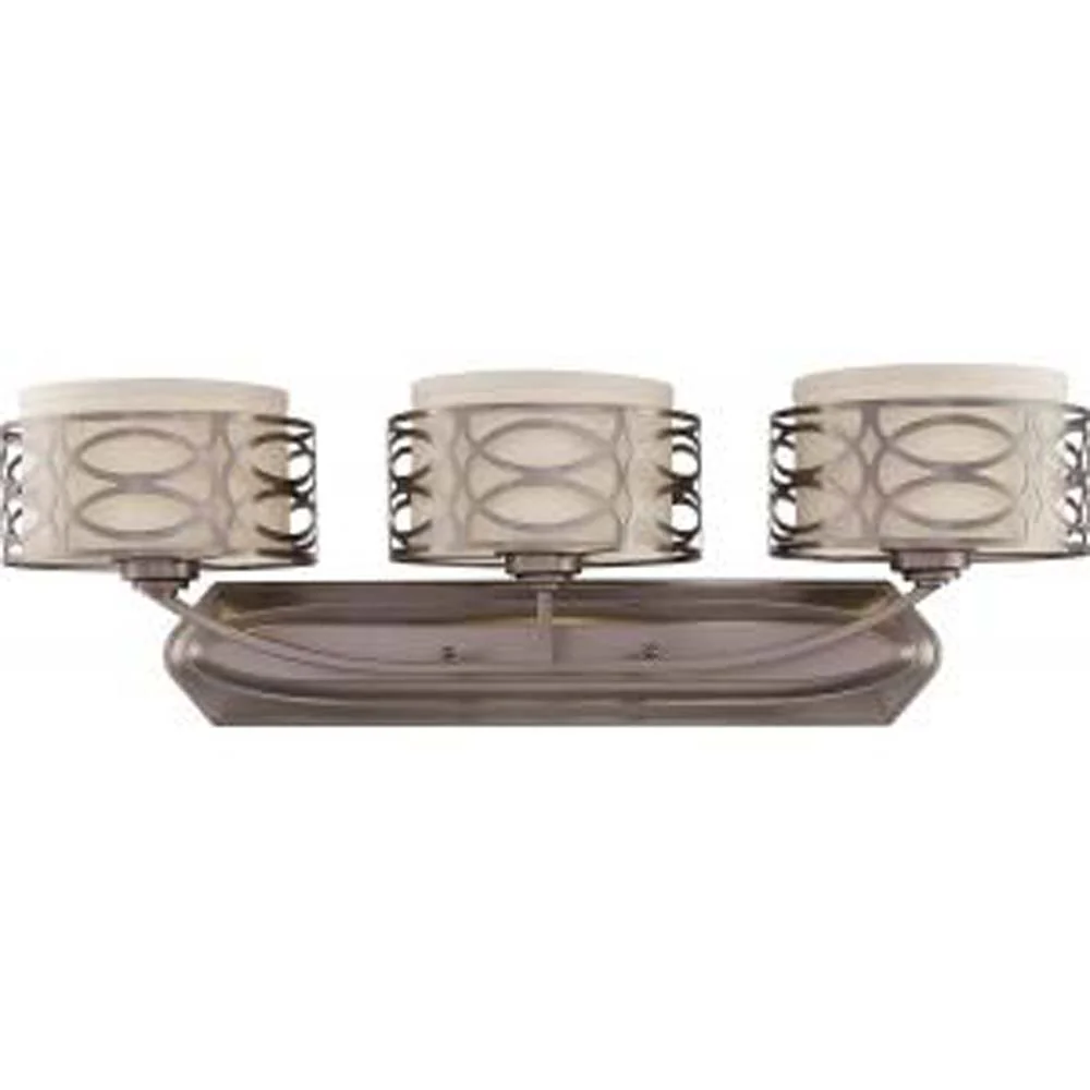 Nuvo Harlow - 3 Light Vanity Fixture w/ Khaki Fabric Shades