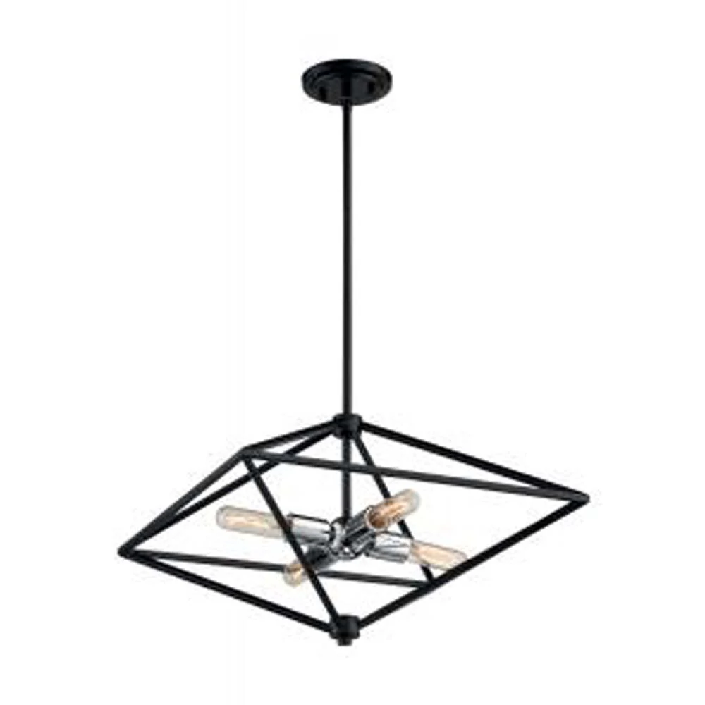 Nuvo Legend 4-Light Small Pendant w/ Black & Polished Nickel Finish