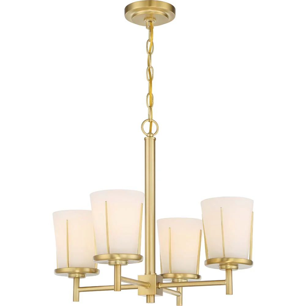 Nuvo Lighting 100w Serene 4-Light Chandelier Natural Brass Finish