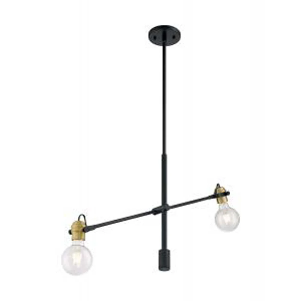 Nuvo Mantra 2 Light Pendant w/ Black & Brass Accents Finish