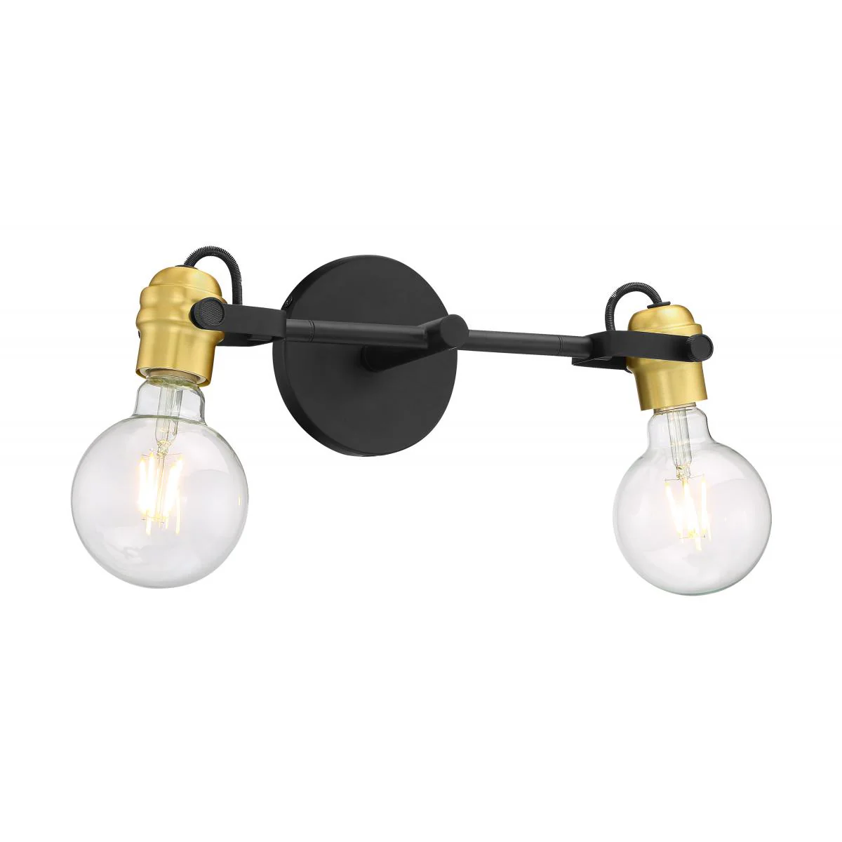 Nuvo Mantra 2 Light Vanity w/ Black & Brushed Brass Finish