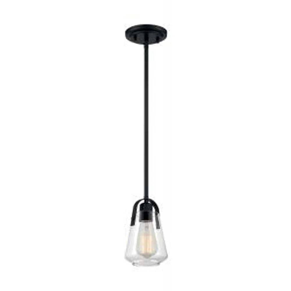 Nuvo Skybridge 1-Light Mini Pendant w/ Clear Glass in Matte Black Finish