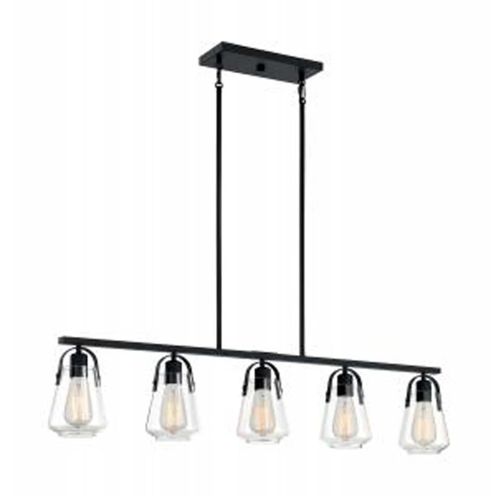 Nuvo Skybridge 5-Light Pendant w/ Clear Glass in Matte Black Finish