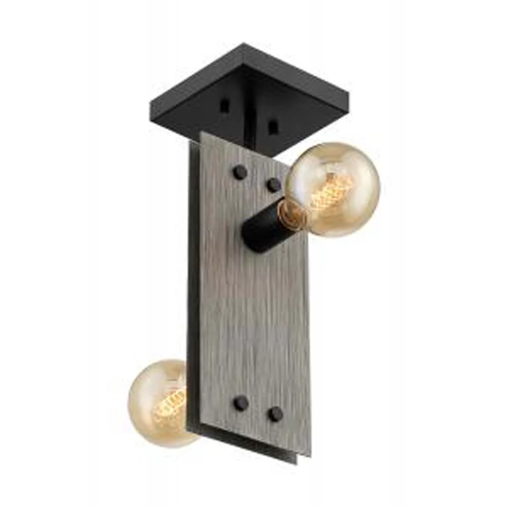Nuvo Stella 2 Light Semi Flush w/ DriftWood & Black Accents Finish