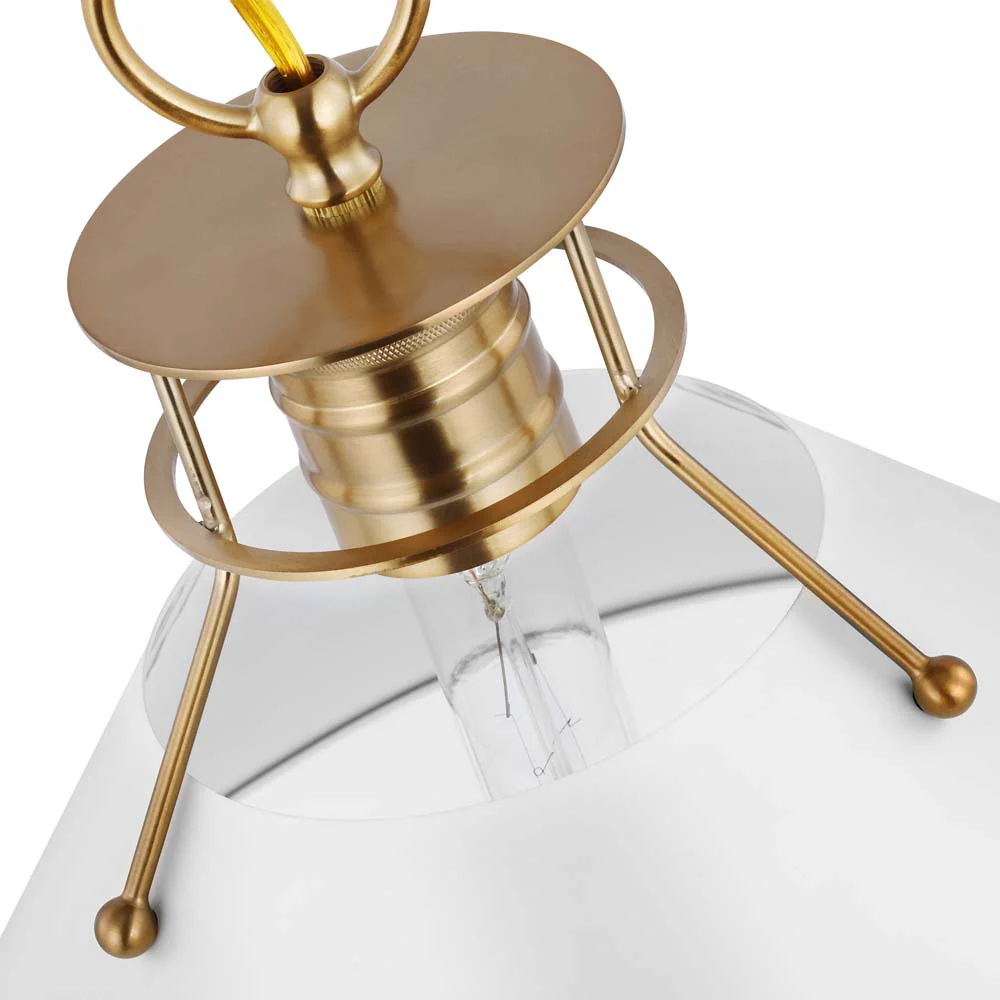 Outpost 1-Light Medium Pendant Matte White with Burnished Brass - Image 3