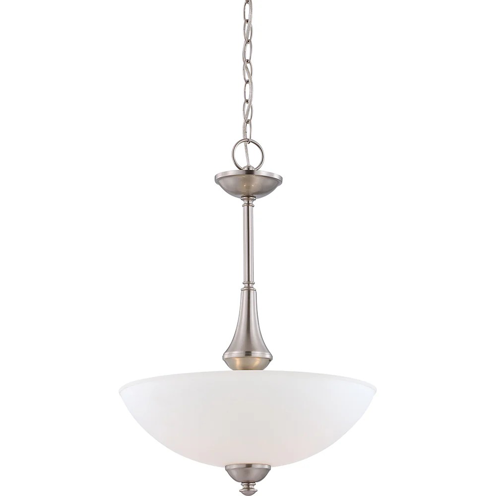 Nuvo Patton 3-Light Pendant Fixture w/ Frosted Glass in Brushed Nickel Finish