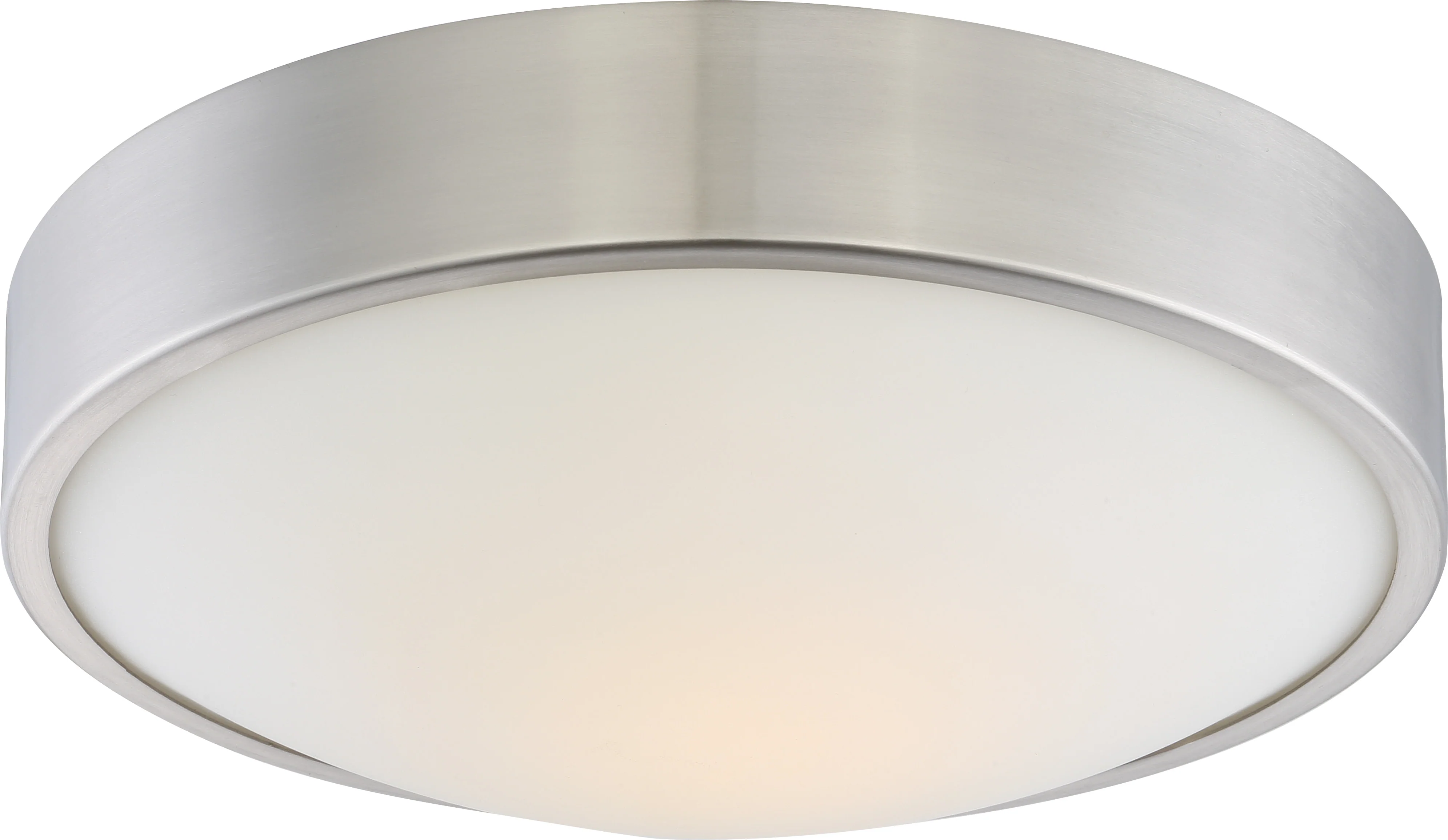 Nuvo Perk 13" LED Flush Mount Fixture w/ White Glass in Brushed Nickel Finish