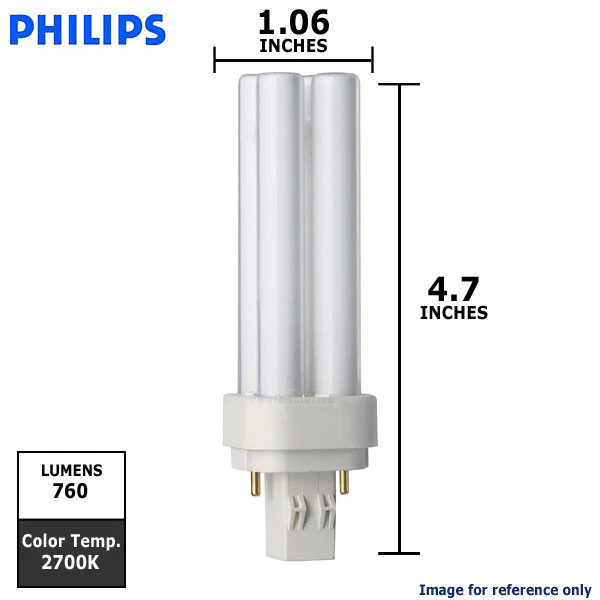 Philips 13w 2700k PL-C ALTO 13W/827 Double Tube 2-Pin Fluorescent Light Bulb - Image 2
