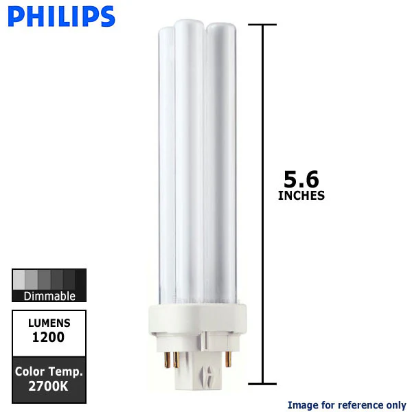 Philips 18w 2700k PL-C ALTO 18W/827/4P Double Tube 4-Pin Fluorescent Light Bulb - Image 2