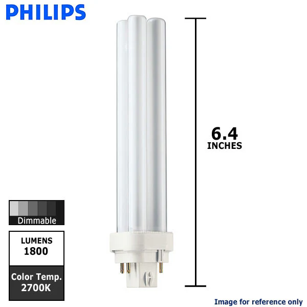 Philips 26w Double Tube 4-PIN G24Q-3 White 2700K Fluorescent Light Bulb - Image 2
