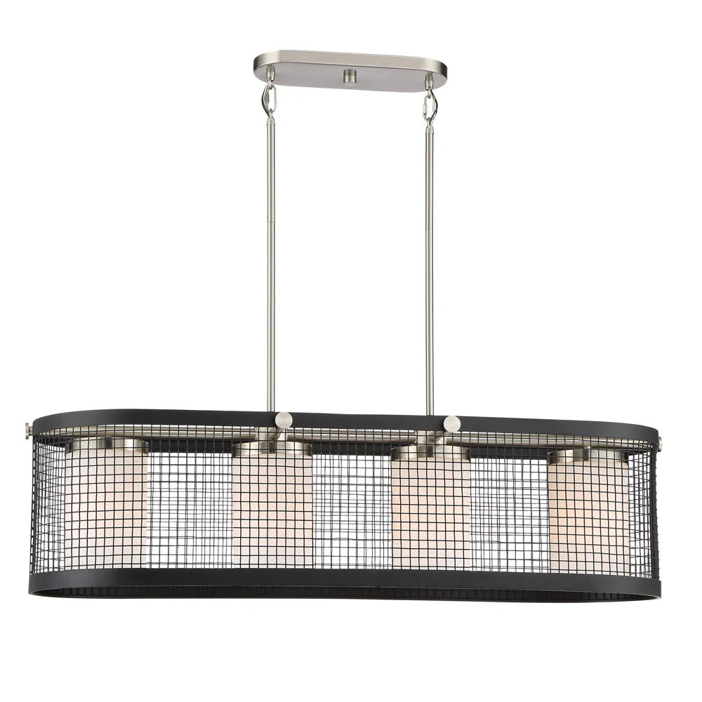 Pratt 4-Light Island Pendant in Black with Brushed Nickel Accents Finish
