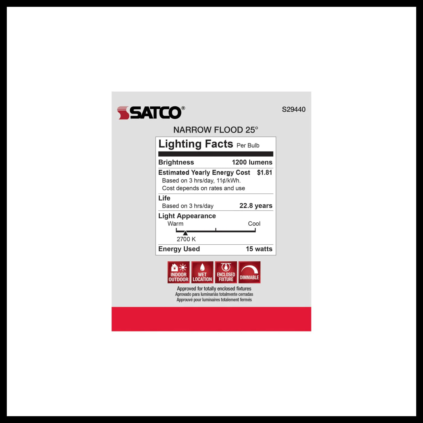 Satco 15w PAR38 LED 25 deg. Beam E26 Medium base 2700k Warm White - Image 4