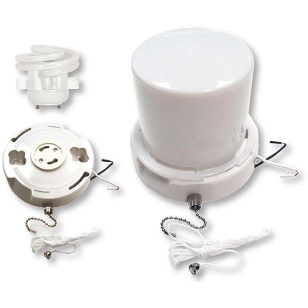 GU24 Base Squat pull chain fluorescent ceiling fixture with twist-on Lexan lens
