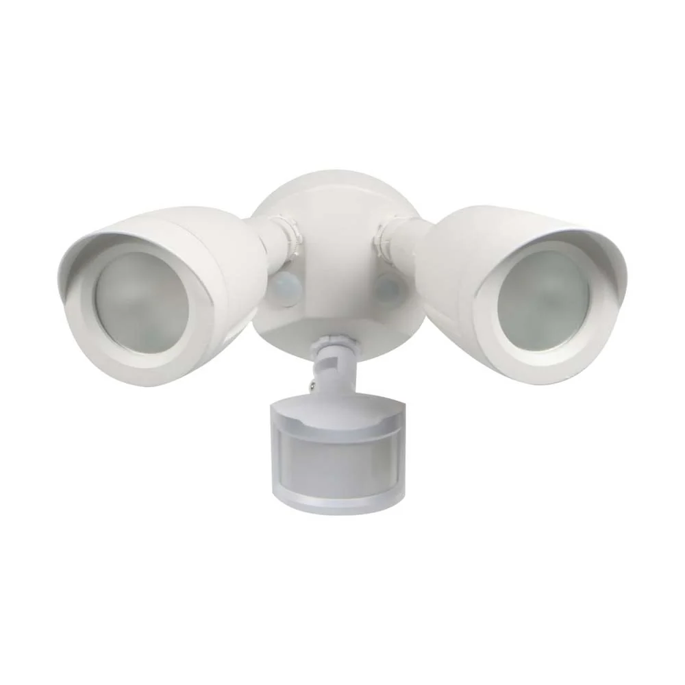 Satco LED Security Light Dual Head Motion Sensor Included White Finish 4000K
