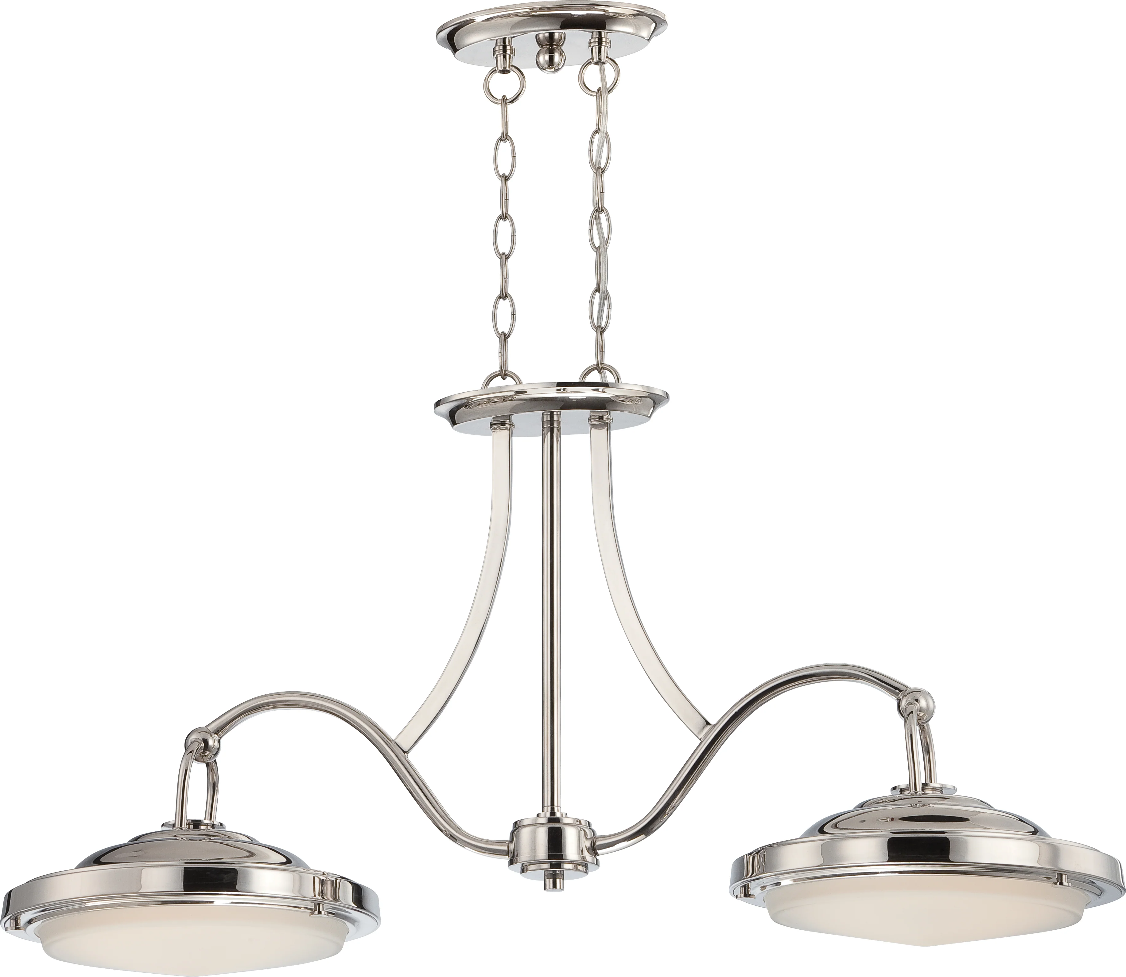 Nuvo Sawyer 2-Light 40w 11.75" LED Island Pendant in Polished Brass Finish