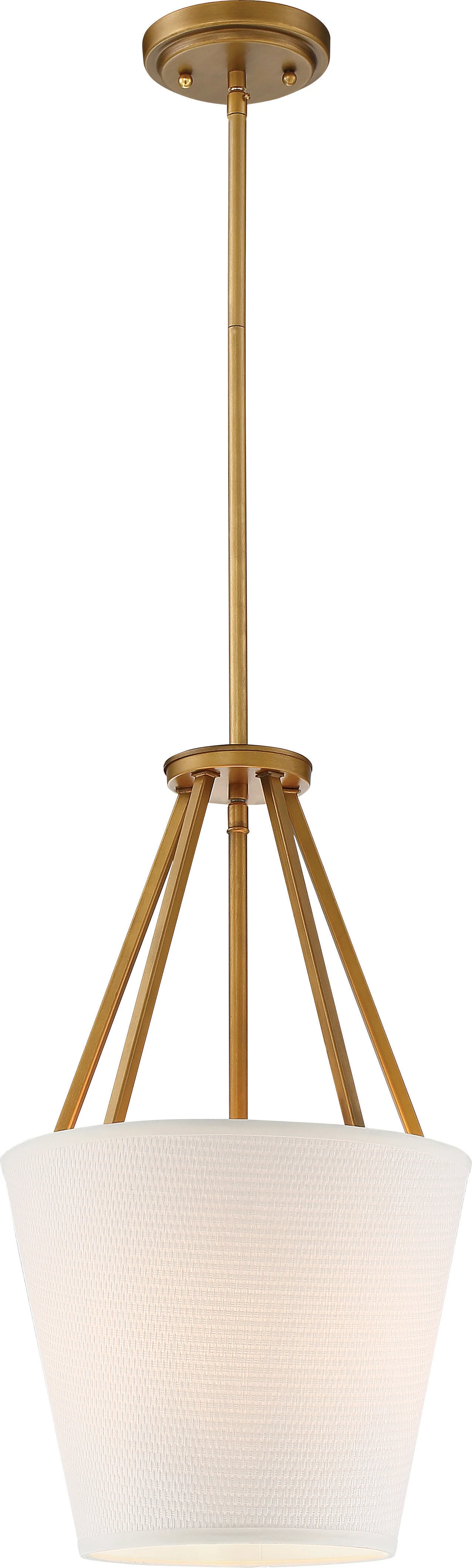Nuvo Senaca 3-Light 12" Pendant w/Almond Mesh Fabric in Natural Brass Finish