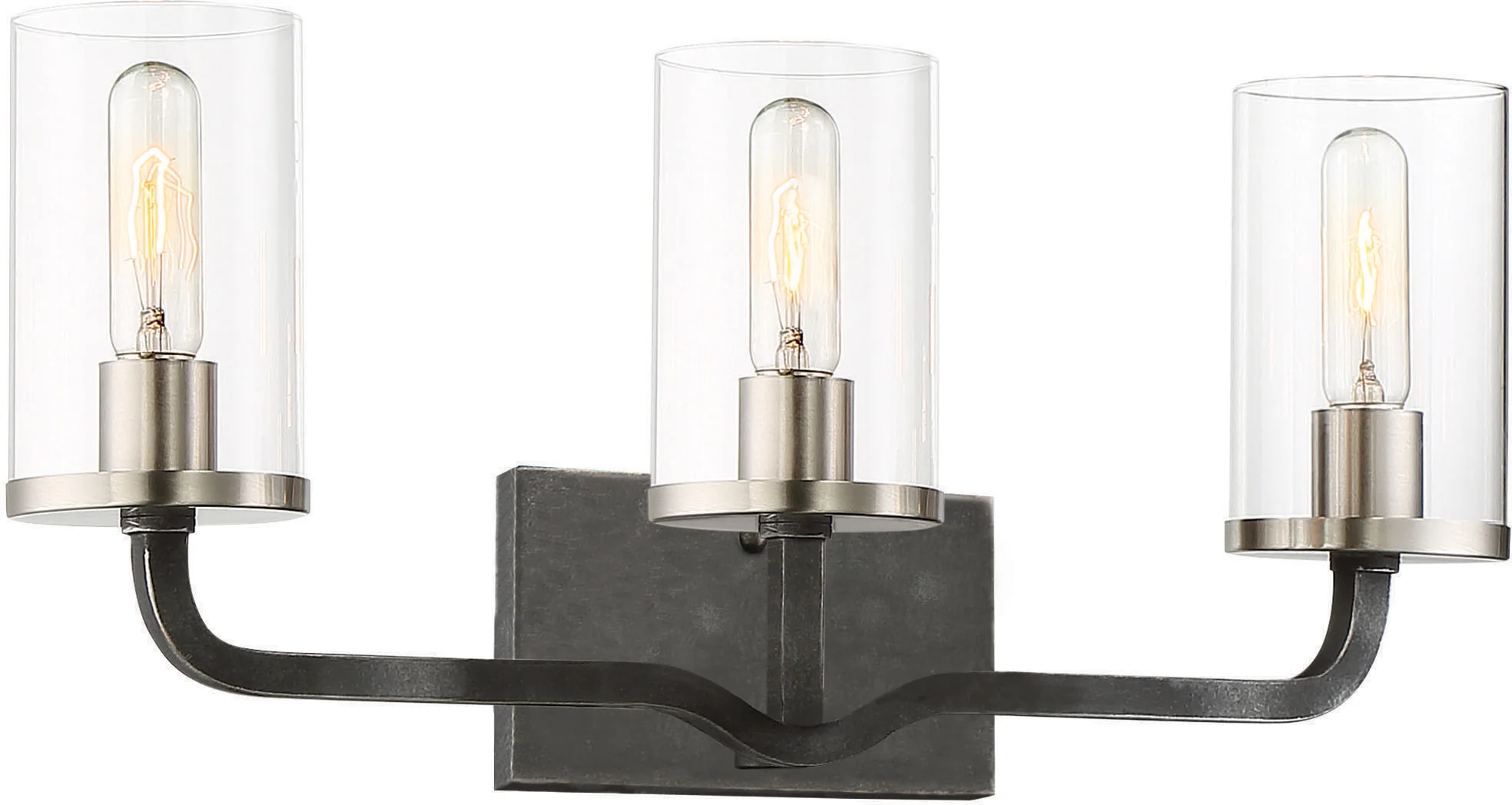 Sherwood 3-Light Vanity in Iron Black with Brushed Nickel Accents Finish