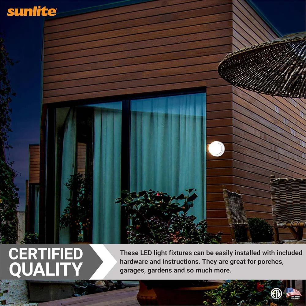 Sunlite 12w LED White Round Modern Outdoor Fixture CCT Selectable - 60w equiv - Image 7