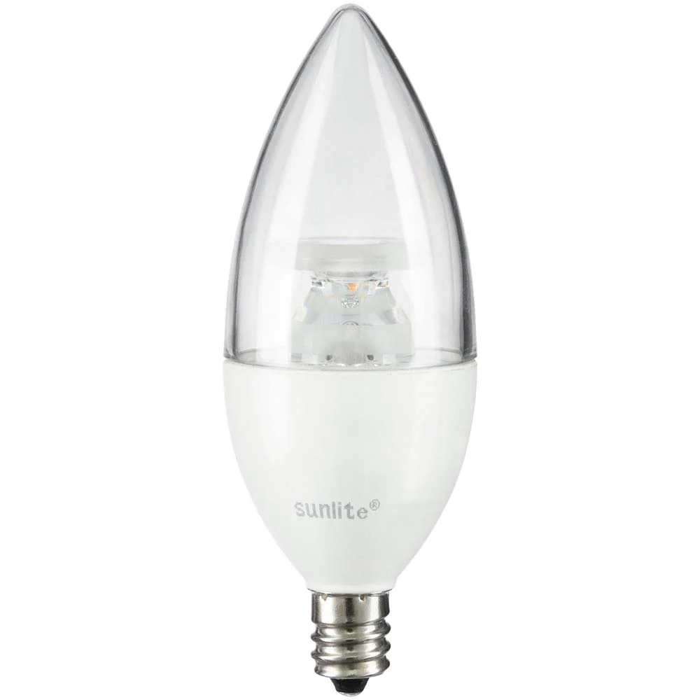 Sunlite 4.5w LED B11 Clear Torpedo Tip Chandelier E12 5000K Bulb - 40W Equiv