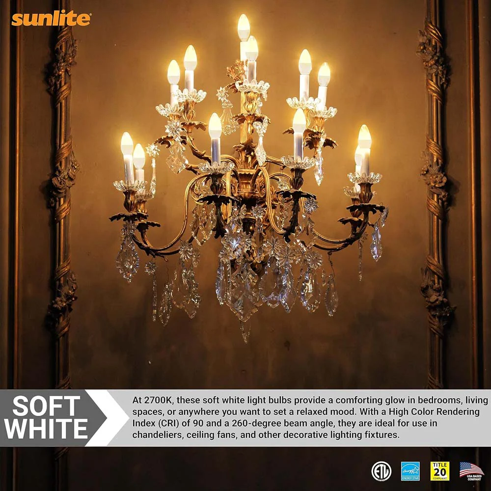 Sunlite 4.5w LED B11 Frosted Torpedo Tip Chandelier E12 4000K Bulb - 40W Equiv - Image 3