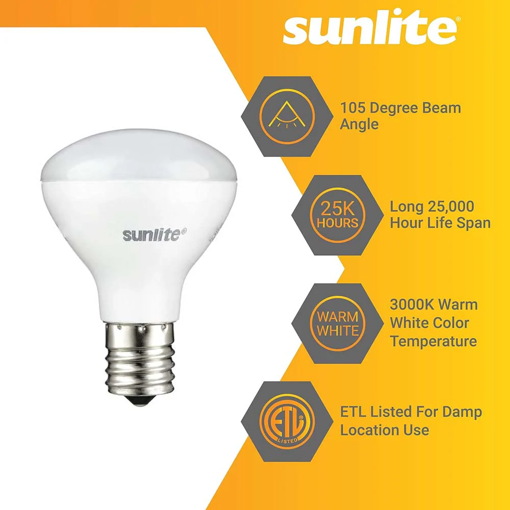 Sunlite 4w LED R14 Mini Reflector Floodlight E17 3000K Bulb - Warm White - Image 3