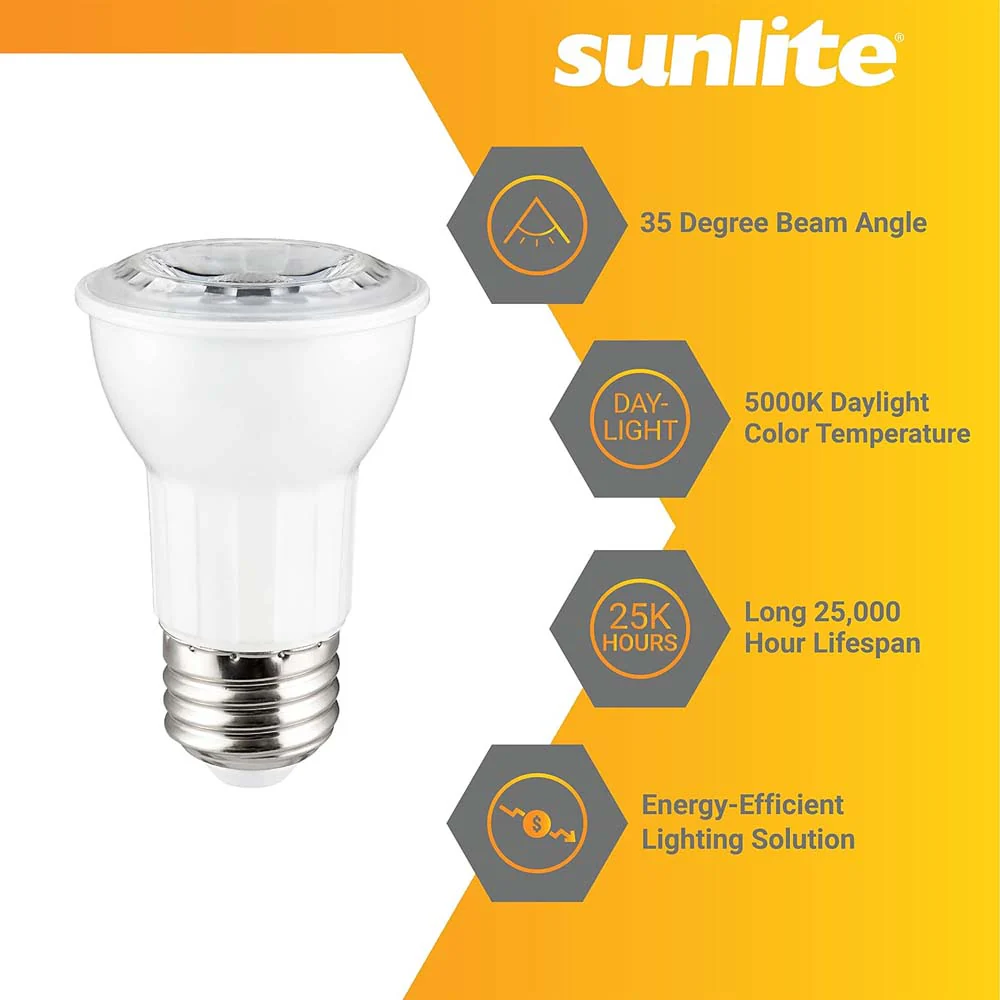Sunlite 6w LED PAR16 Reflector E26 Base Floodlight 5000K Bulb - 50W Equiv - Image 4
