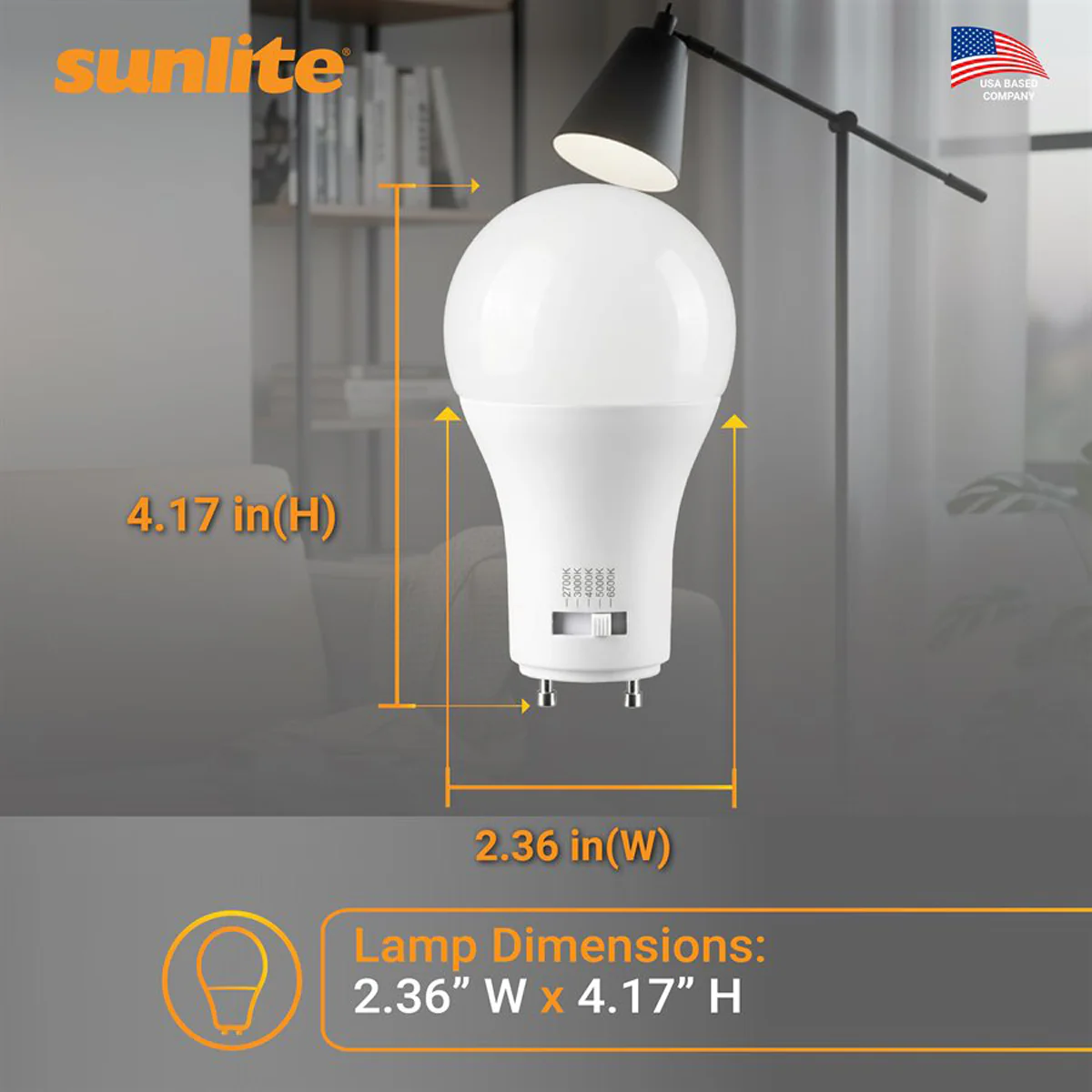 Sunlite A19 11w LED Light Bulb GU24 base CCT Selectable Dimmable - 75W Equiv - Image 2