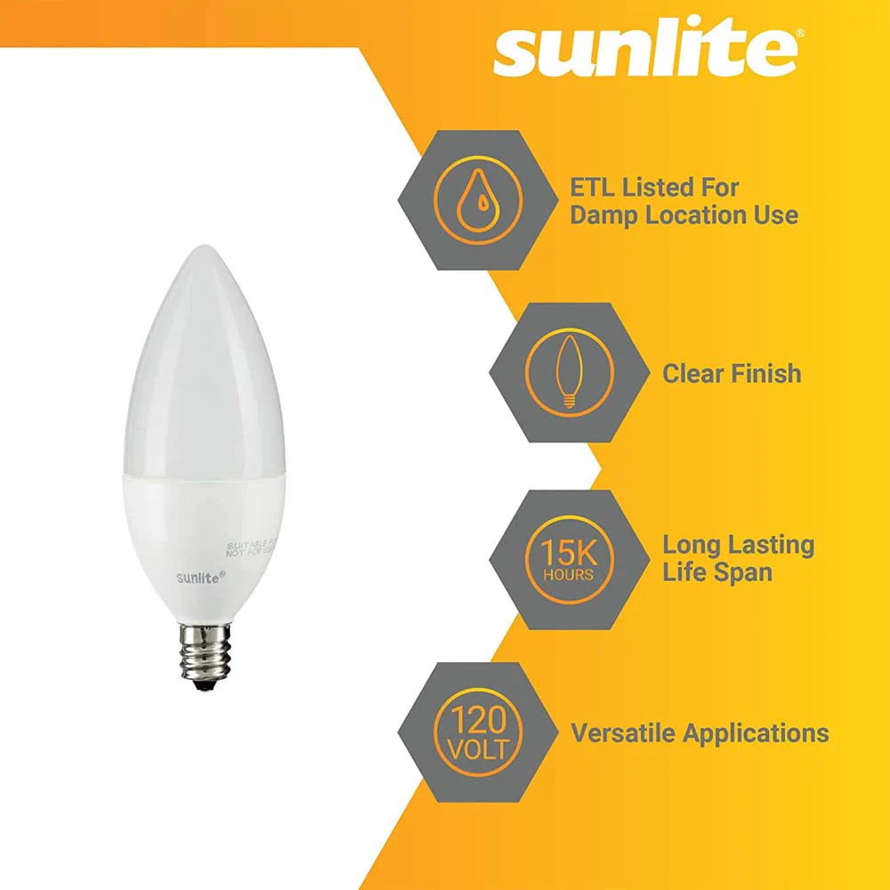 Sunlite LED B11 Frosted Chandelier Light Bulb 7w E12 Base 3000K - Warm White - Image 3