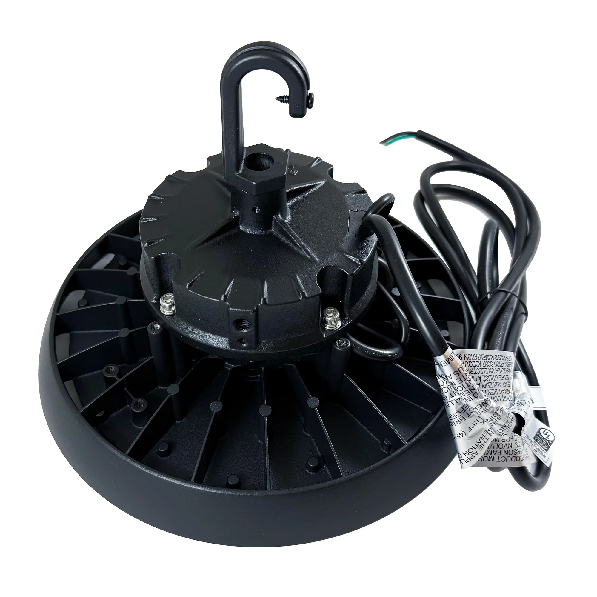 UFO LED High Bay 100W 14,533Lumens 5000K  100-277V Dimmable Black Finish - Image 2