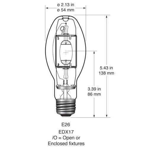 USHIO MP100/U/MED/32/PS 100w E26 EDX17 PulseStrike Clear Metal Halide Bulb - Image 2